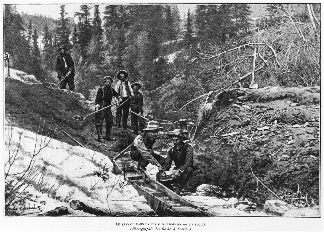 Gold Mining in Alaska, illustration fra Lectures pour tous, c.1898-99 af American Photographer