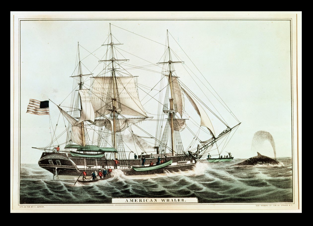 American Whaler, graveret af Nathaniel Currier (1813-88) af American School