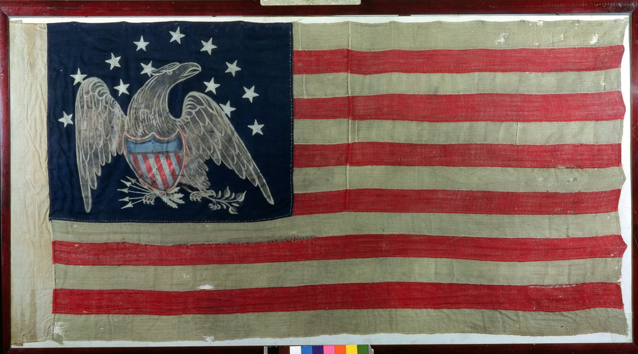 Amerikansk flag, ca. 1781 (uld og bomuld) af American School