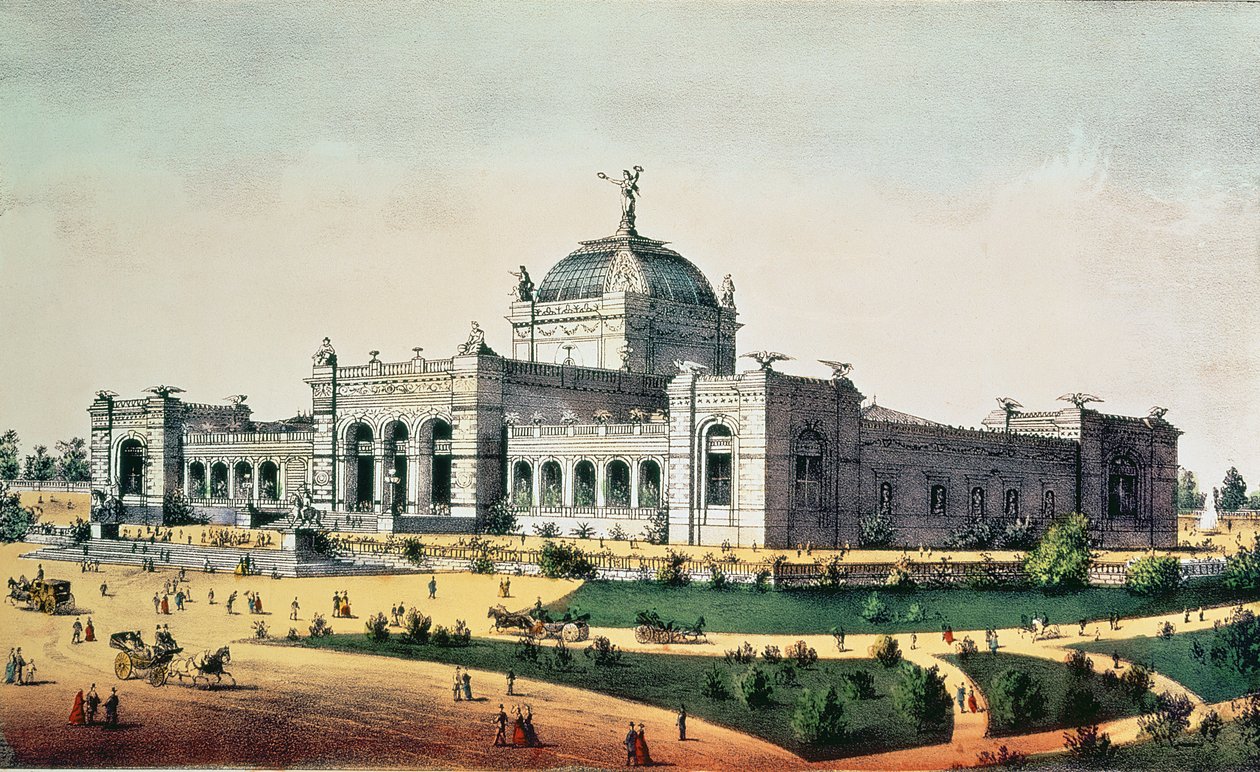 Art Gallery, Grand United States Centennial Exhibition, Fairmount Park, Philadelphia, 1876, udgivet af Currier und Ives. af American School