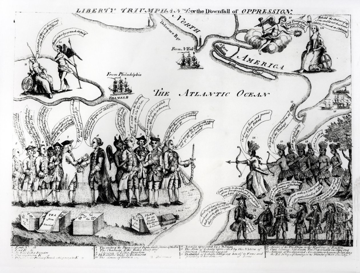 Liberty Triumphant, or the Downfall of Underpression, 1773 af American School