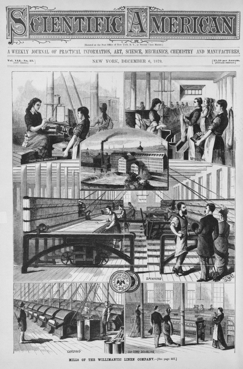 Mills of the Willimantic linen company, illustration fra 
