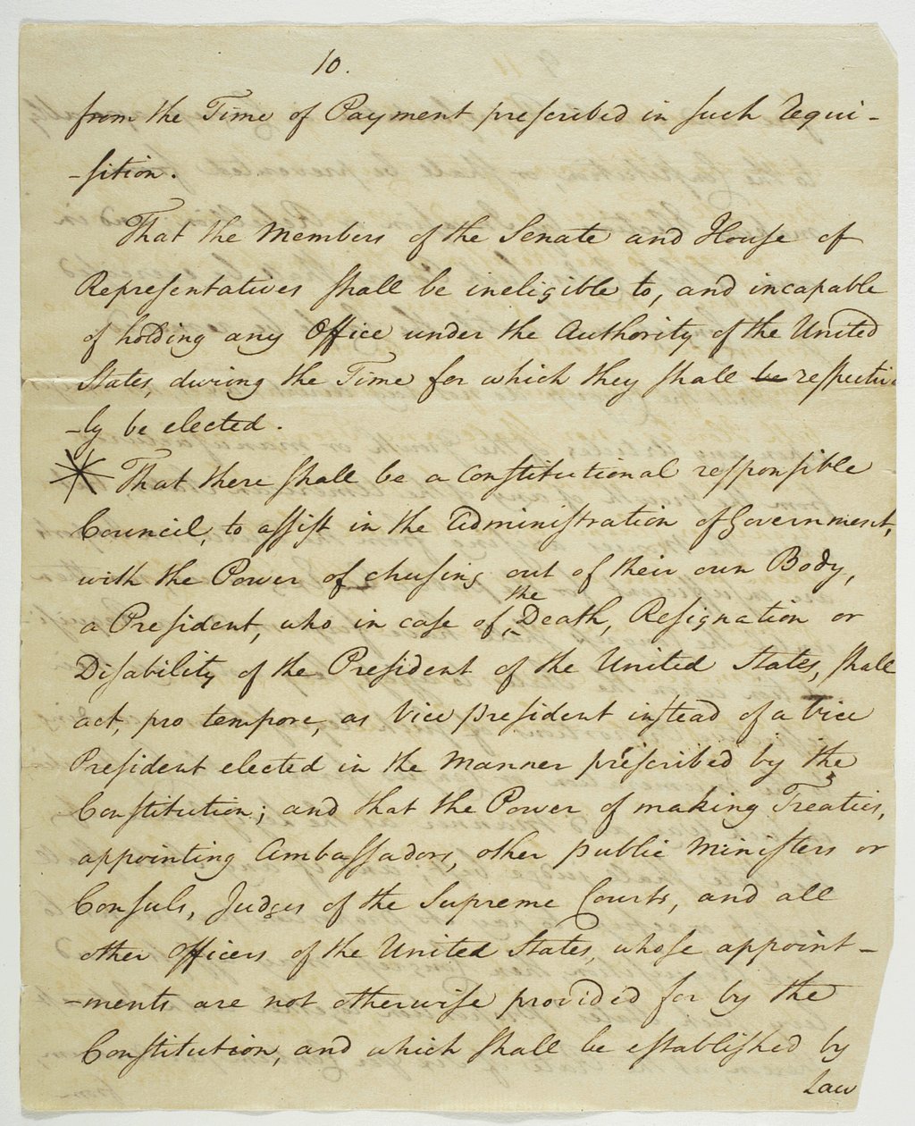 Bill of Rights, kopi underskrevet i Federal Hall, 1789 (blæk på papir) af American School