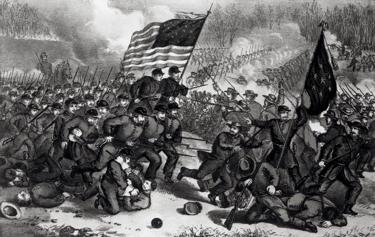 Det andet slag ved Bull Run, udkæmpet 29. august 1862, pub. af Currier og Ives af American School