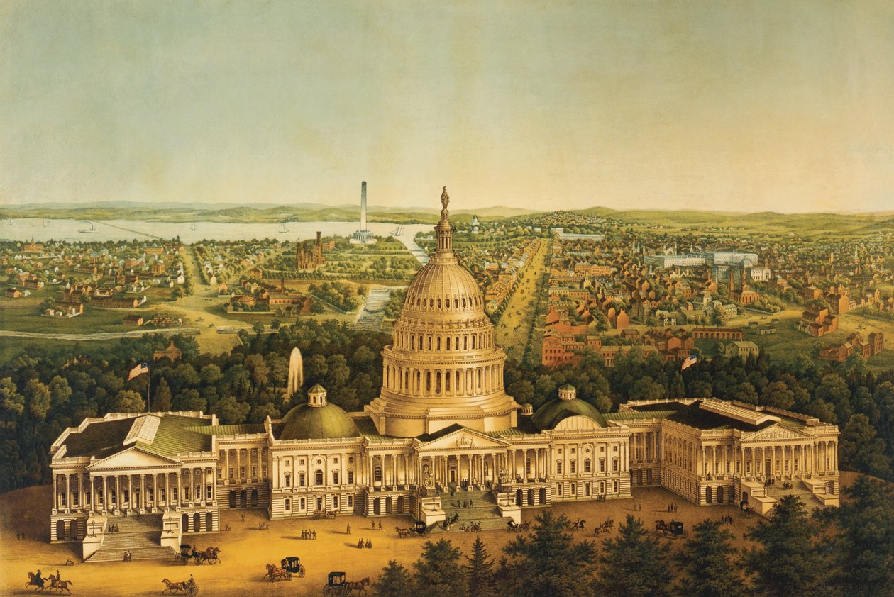 Washington, udsigt over byen c.1868 af American School