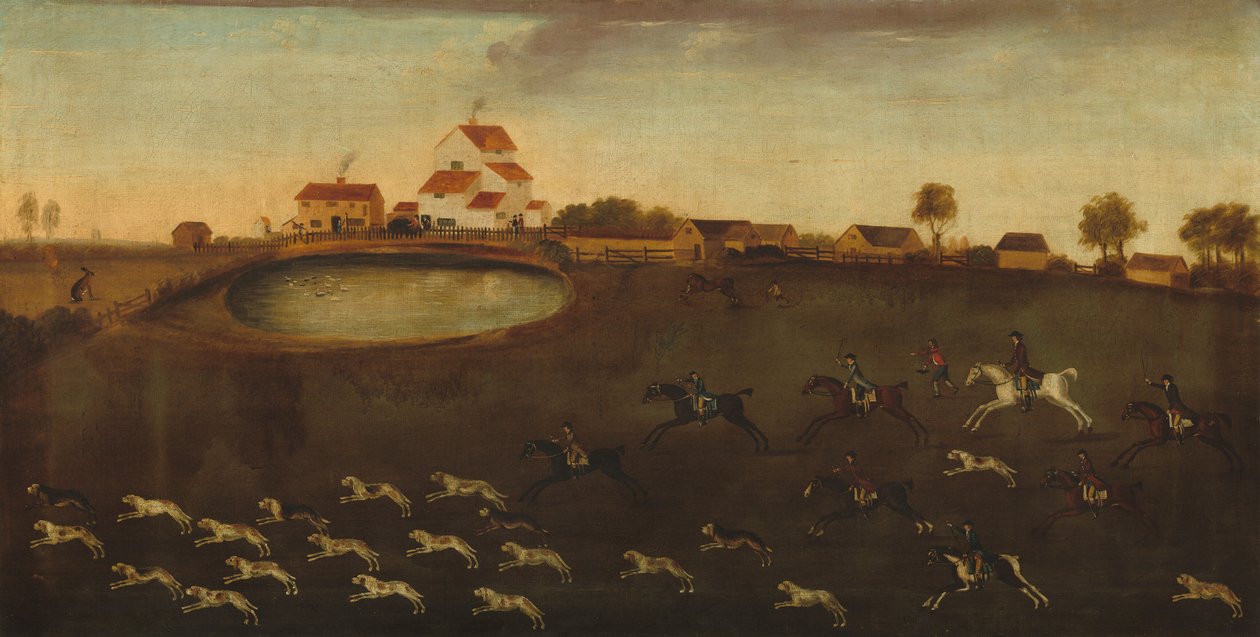 Jagtscene med en dam af American 18th Century