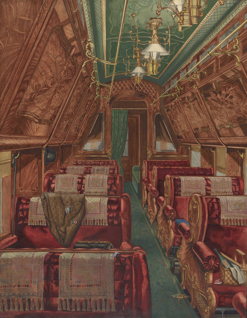 Interiør af Pullman Coach, 1888 af American 20th Century