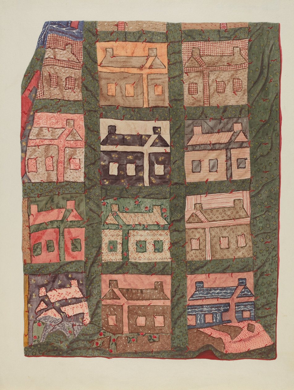 Bjælkehytte Patchwork Quilt af American 20th Century