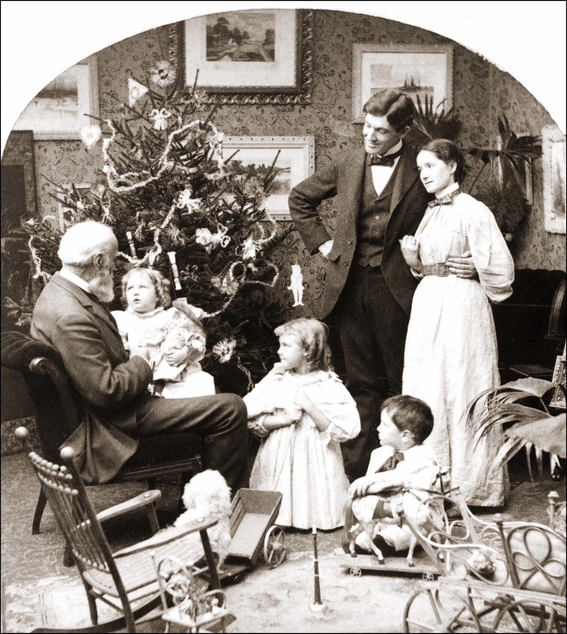 Amerikansk familie juledag af American Photographer