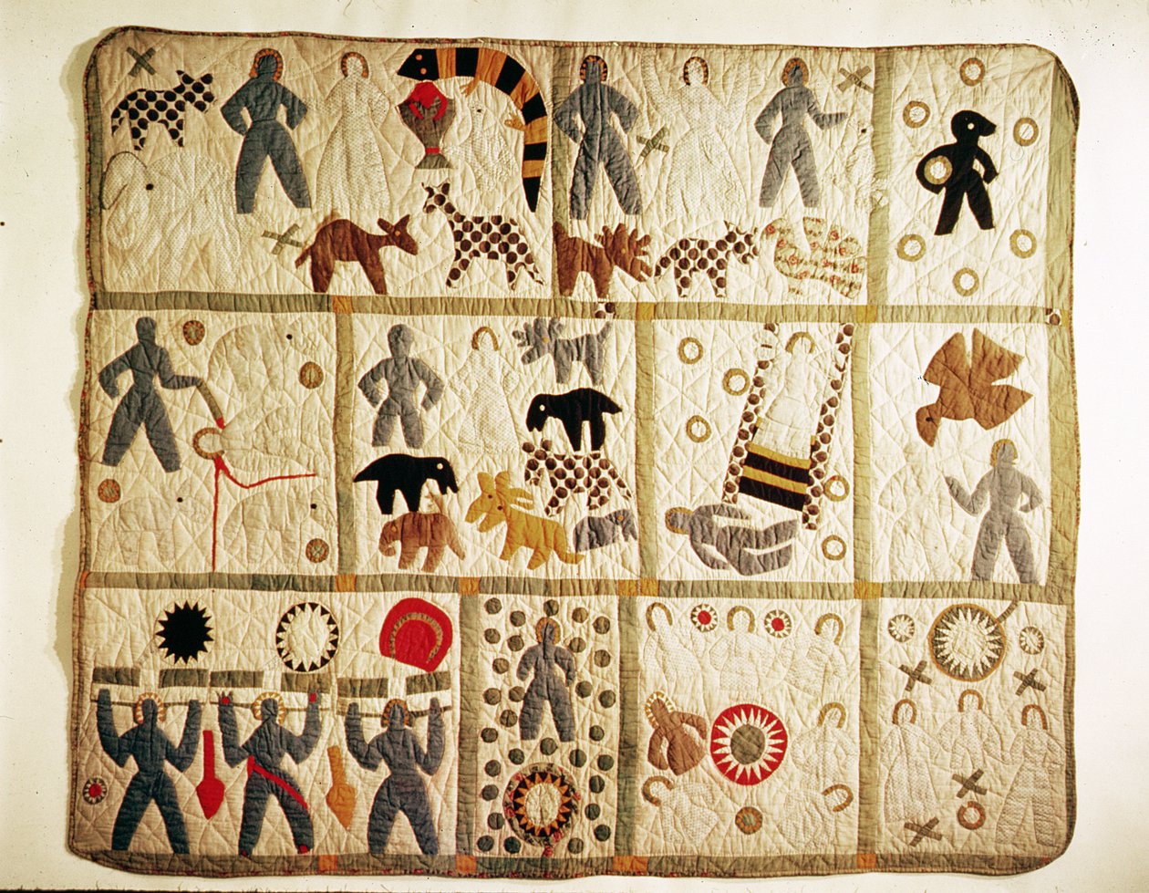 Bibelsk quilt, Virginia (bomuld med applikation) af American School
