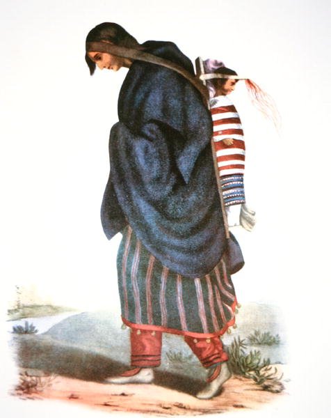 Chippewa Mother and Baby, ca. 1821 (farve litho) af American School