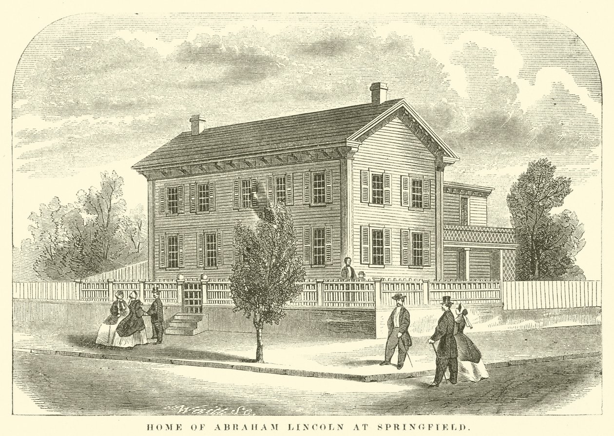 Abraham Lincolns hjem i Springfield (gravering) af American School