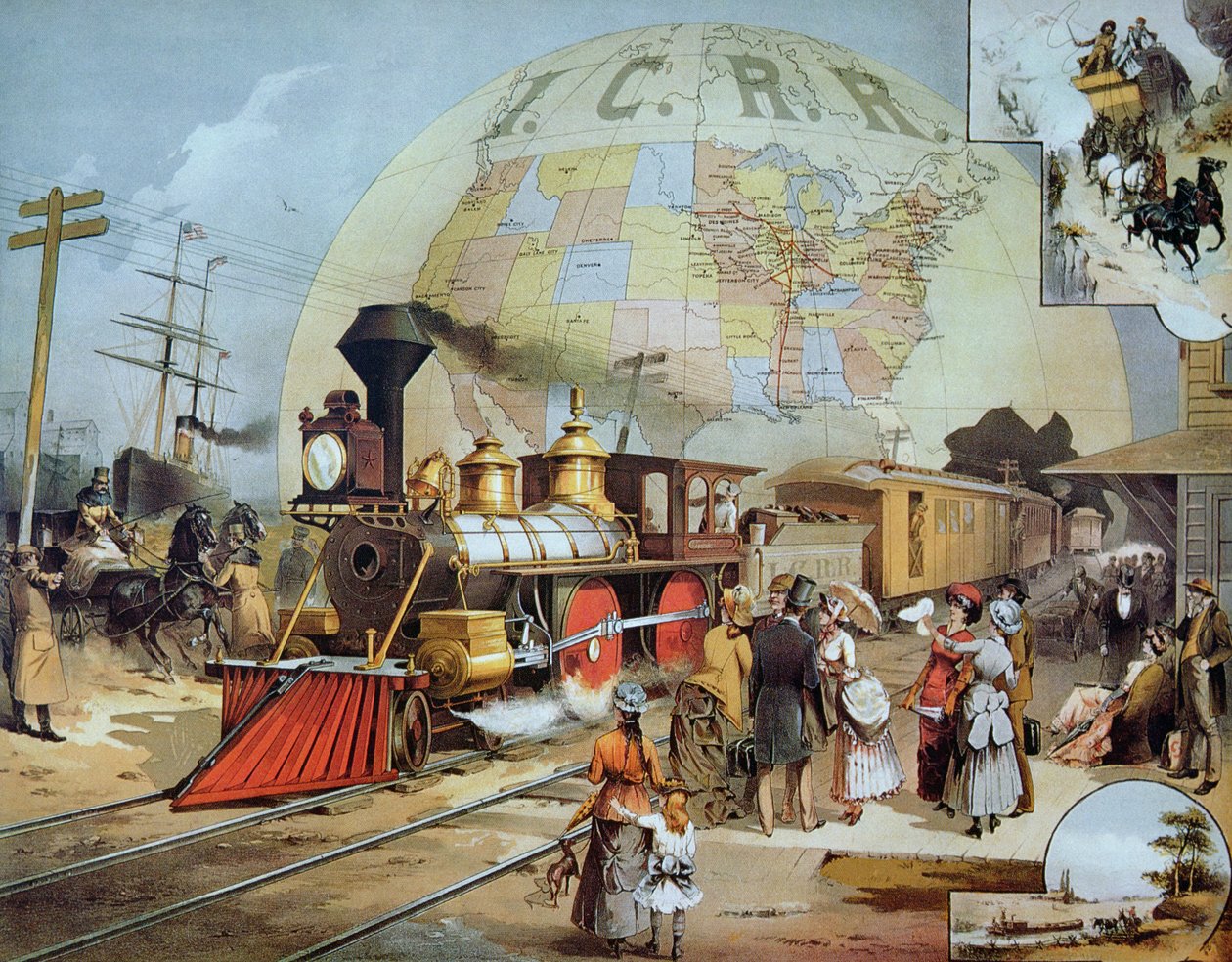 Illinois Central Railroad, ca. 1886 (farve litho) af American School