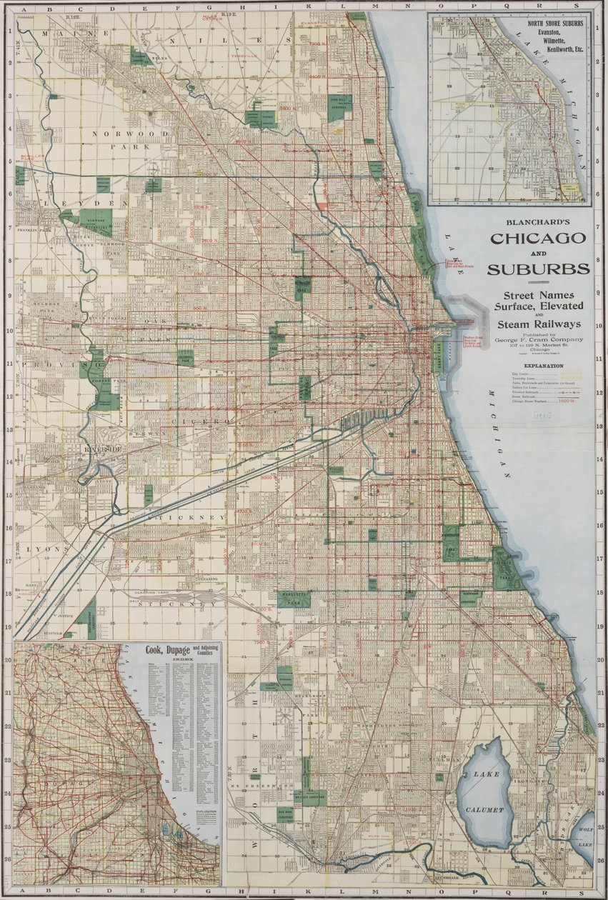 Kort over Chicago og forstæder af American School