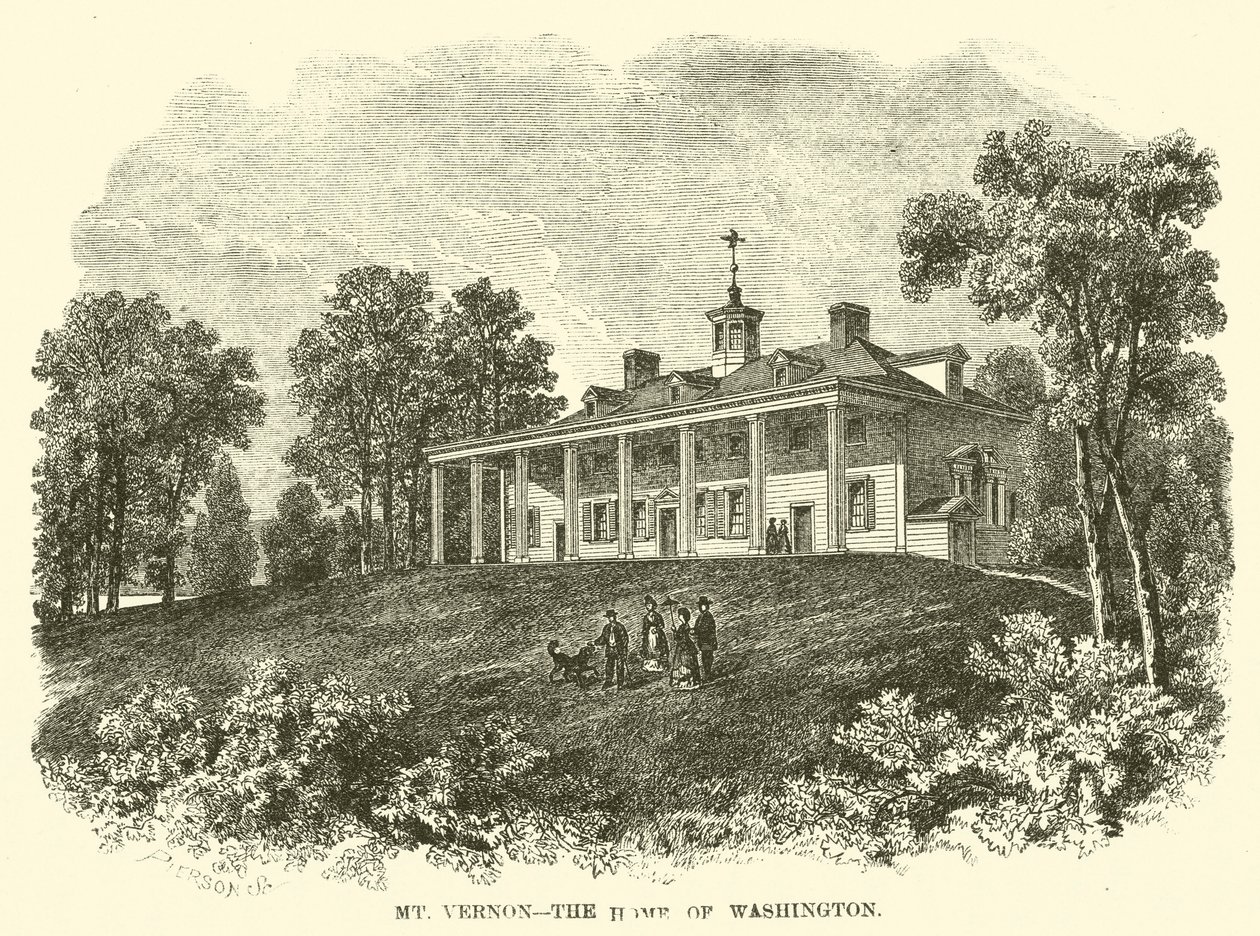 Mount Vernon, Washingtons hjem (gravering) af American School