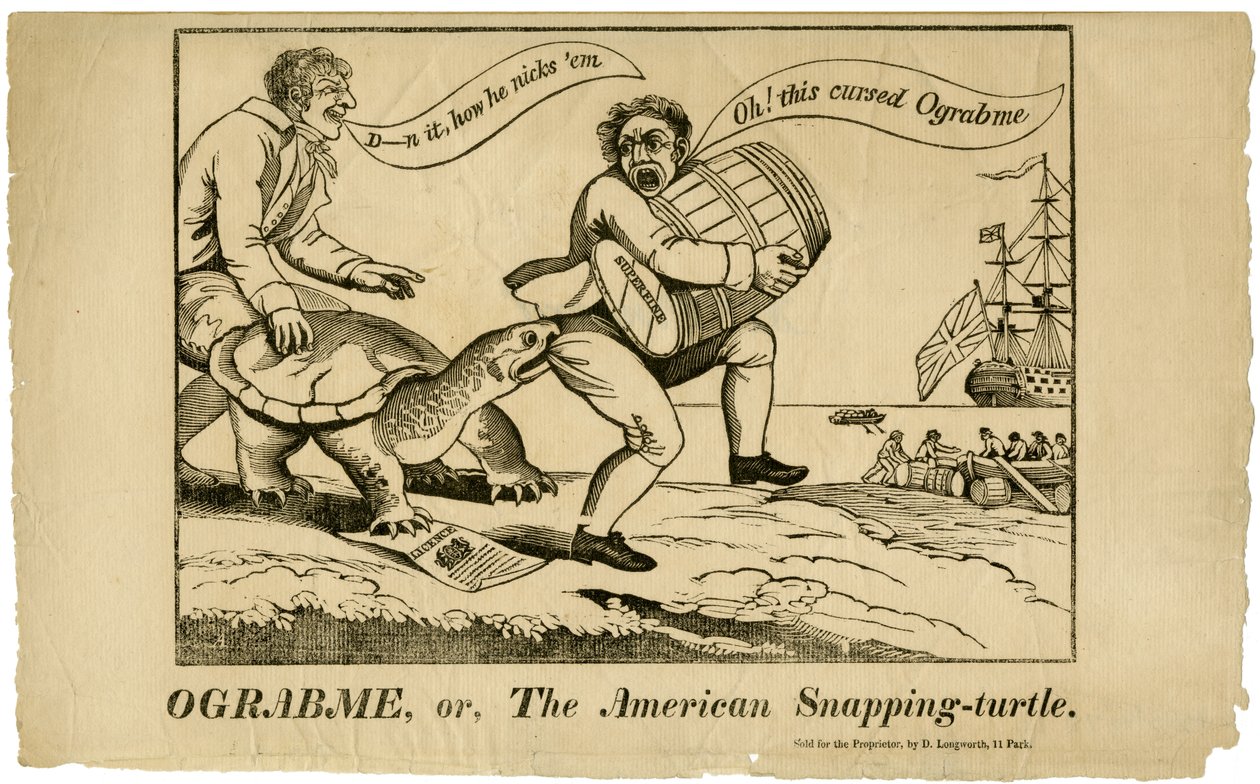 Ograbme, eller The American-Snapping Turtle, 1808 af American School