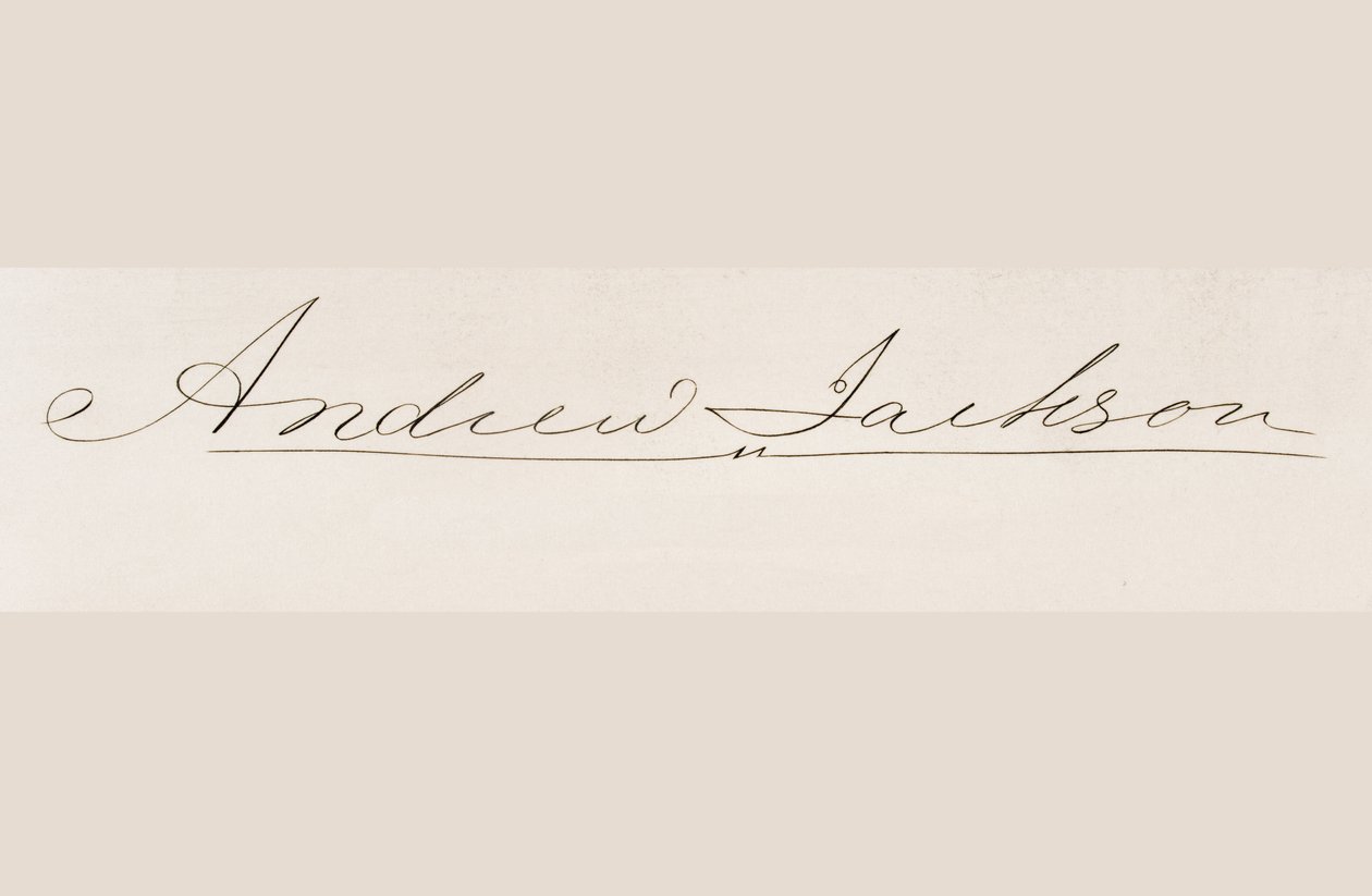 Signatur af Andrew Jackson af American School