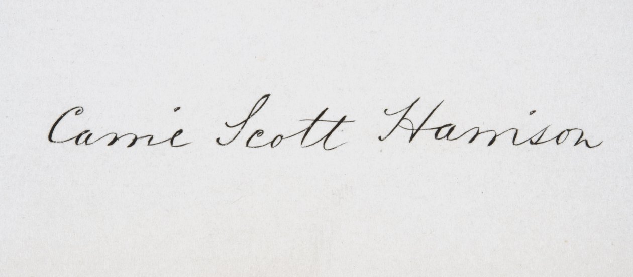 Underskrift af Caroline Lavinia Scott Harrison af American School