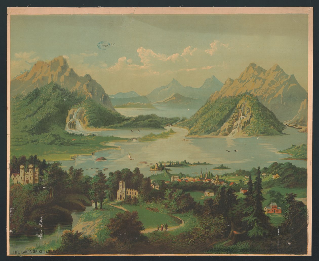 Søerne i Killarney, ca. 1878 (chromolitho) af American School