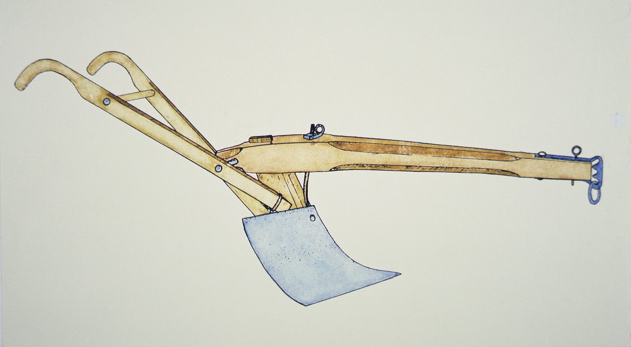 Den stålbladede plov (farve litho) af American School