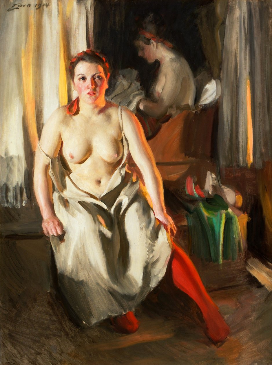 Rød sok af Anders Leonard Zorn