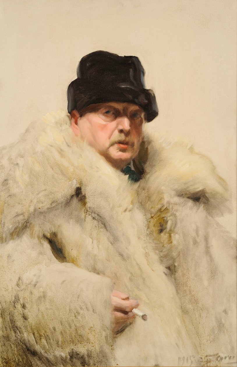Selvportræt i ulveskind af Anders Leonard Zorn