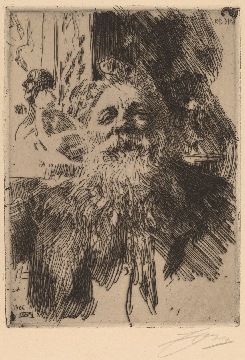 Auguste Rodin, 1906. af Anders Leonard Zorn