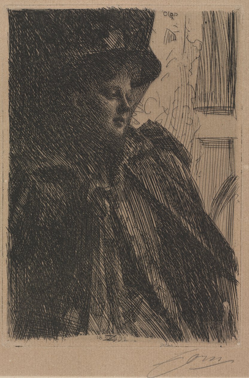 Mme. Olga Bratt, 1892. af Anders Leonard Zorn