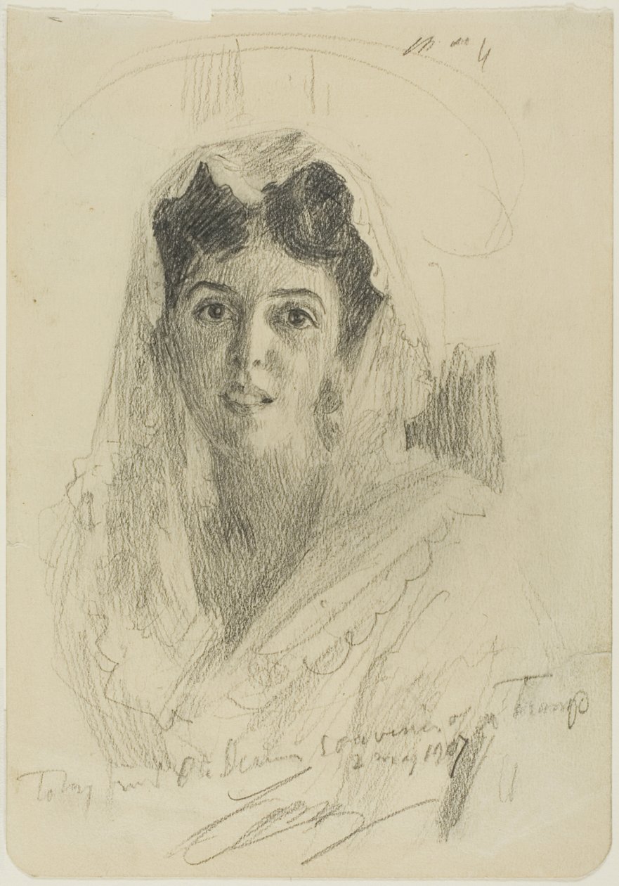 Head of a Woman (en Face) af Anders Leonard Zorn