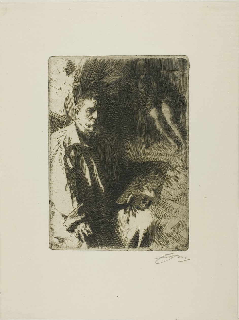 Selvportræt med Model II af Anders Leonard Zorn