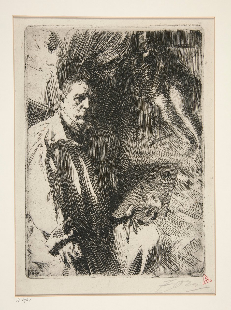 Selvportræt med Model II af Anders Leonard Zorn