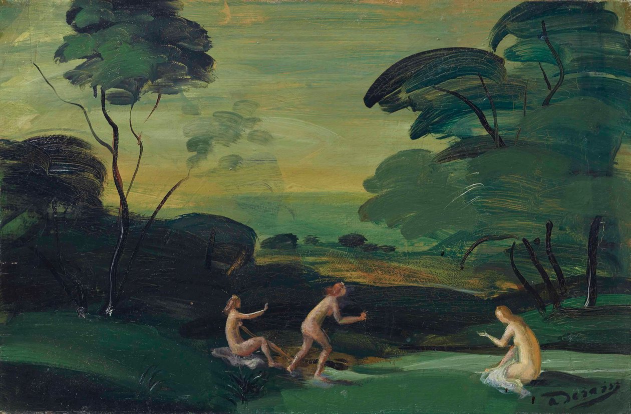 Tre nymfer bader af Andre Derain