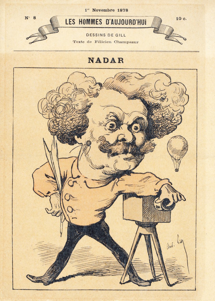 Nadar, pub. 1878 (håndkoloreret gravering) af Andre Gill