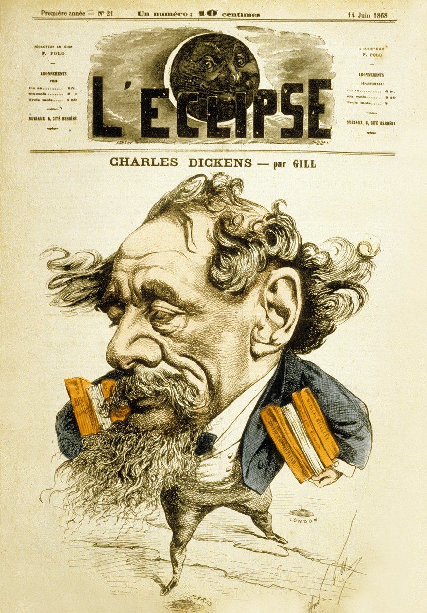 Den engelske romanforfatter Charles Dickens af Andre Gill