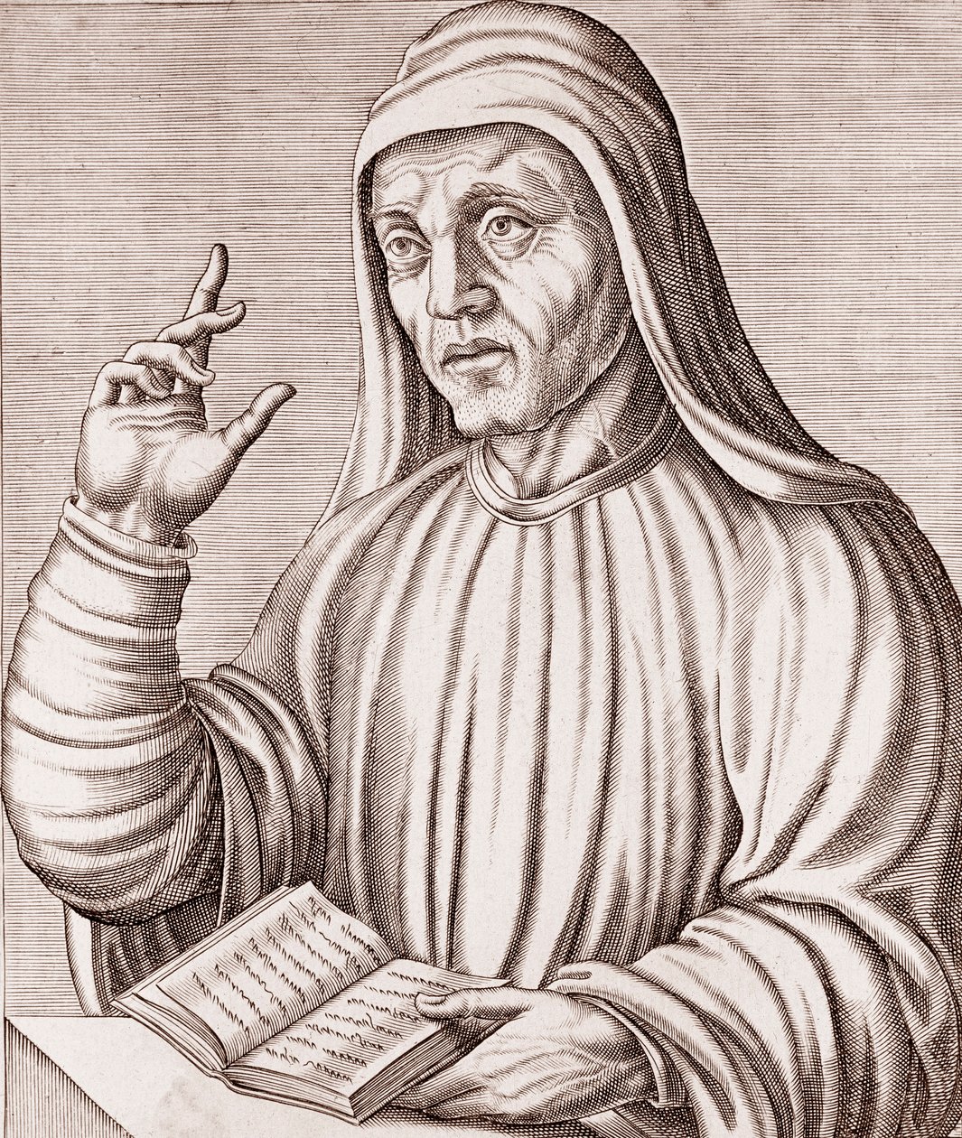 Portræt af Alcuin (gravering) af Andre Thevet
