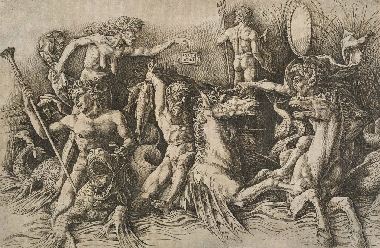 Slaget om havguden (venstre halvdel) af Andrea Mantegna