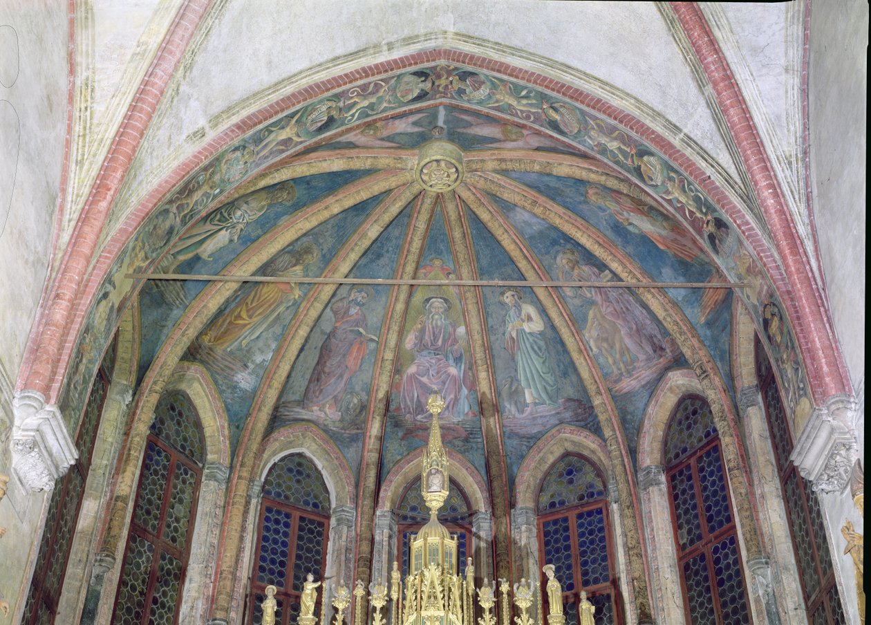 Benediktinske fædre og apostle, fra Apsis hvælving i St. Tarasius Kapel af Andrea del Castagno