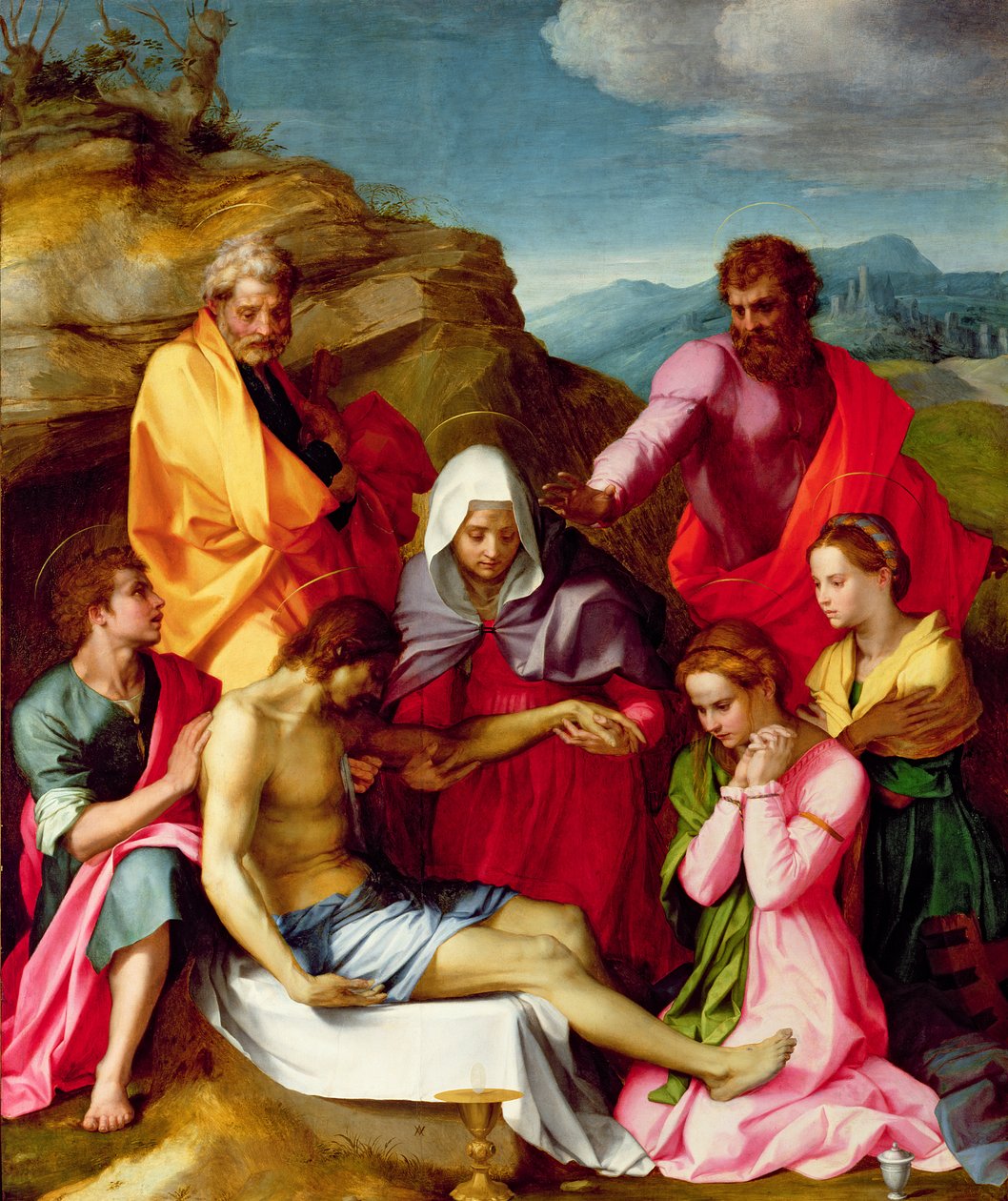 Deposition med Jomfru Maria og helgener, 1523-24 af Andrea del Sarto