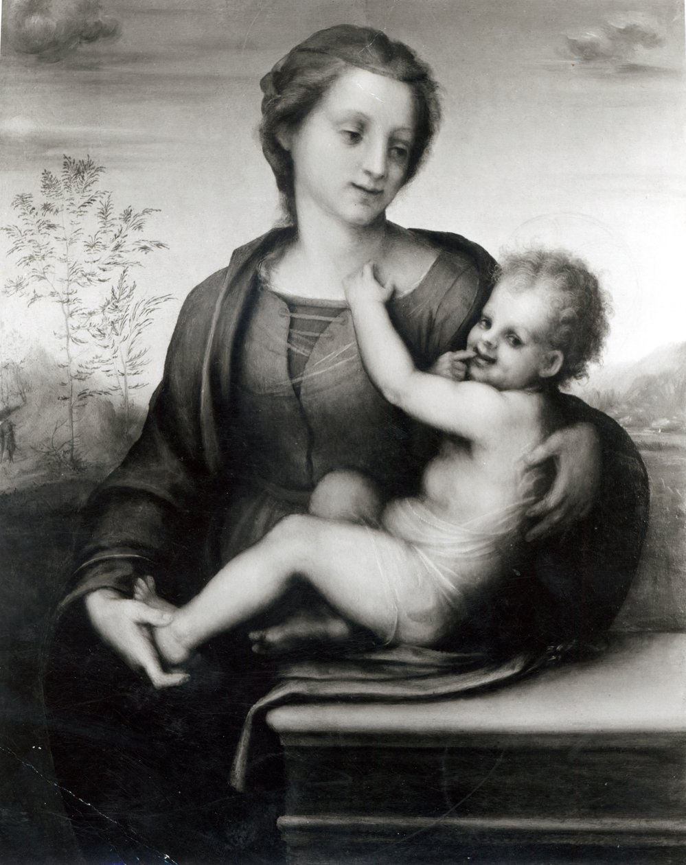 Madonna og barn (panel) af Andrea del Sarto