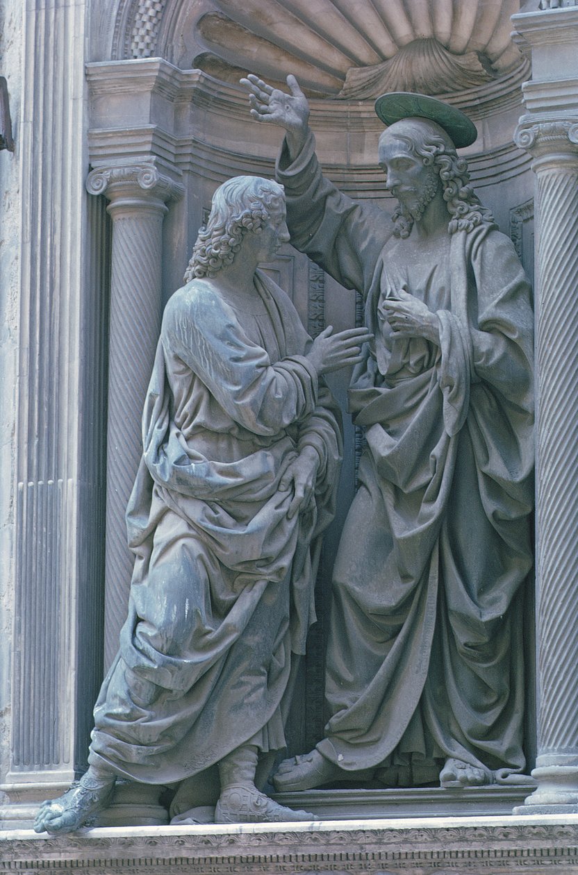 The Incredulity of St. Thomas, 1466-83 (bronze) af Andrea del Verrocchio