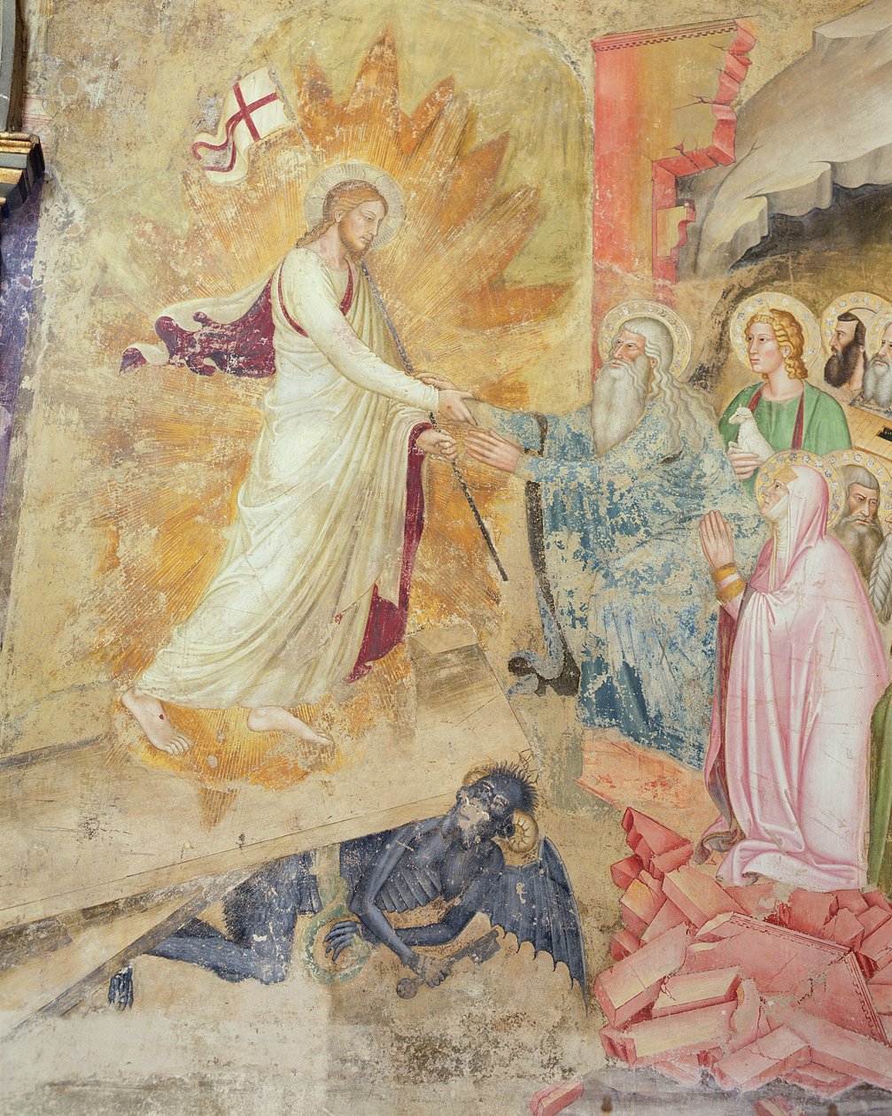 Detalje af nedstigningen fra korset, Capellone degli Spagnoli, 1365-67 fresco af Andrea di Bonaiuto