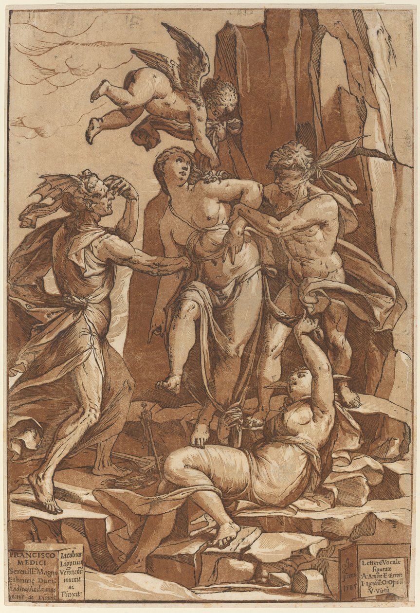 Allegory of Virtue, 1585. af Andrea Andreani