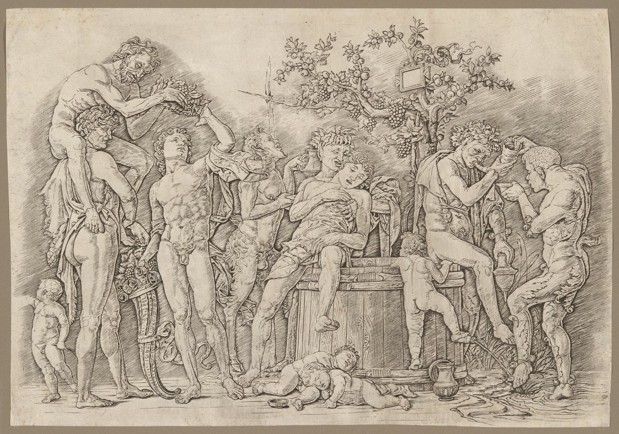 Bacchanal med en vin Vat af Andrea Mantegna