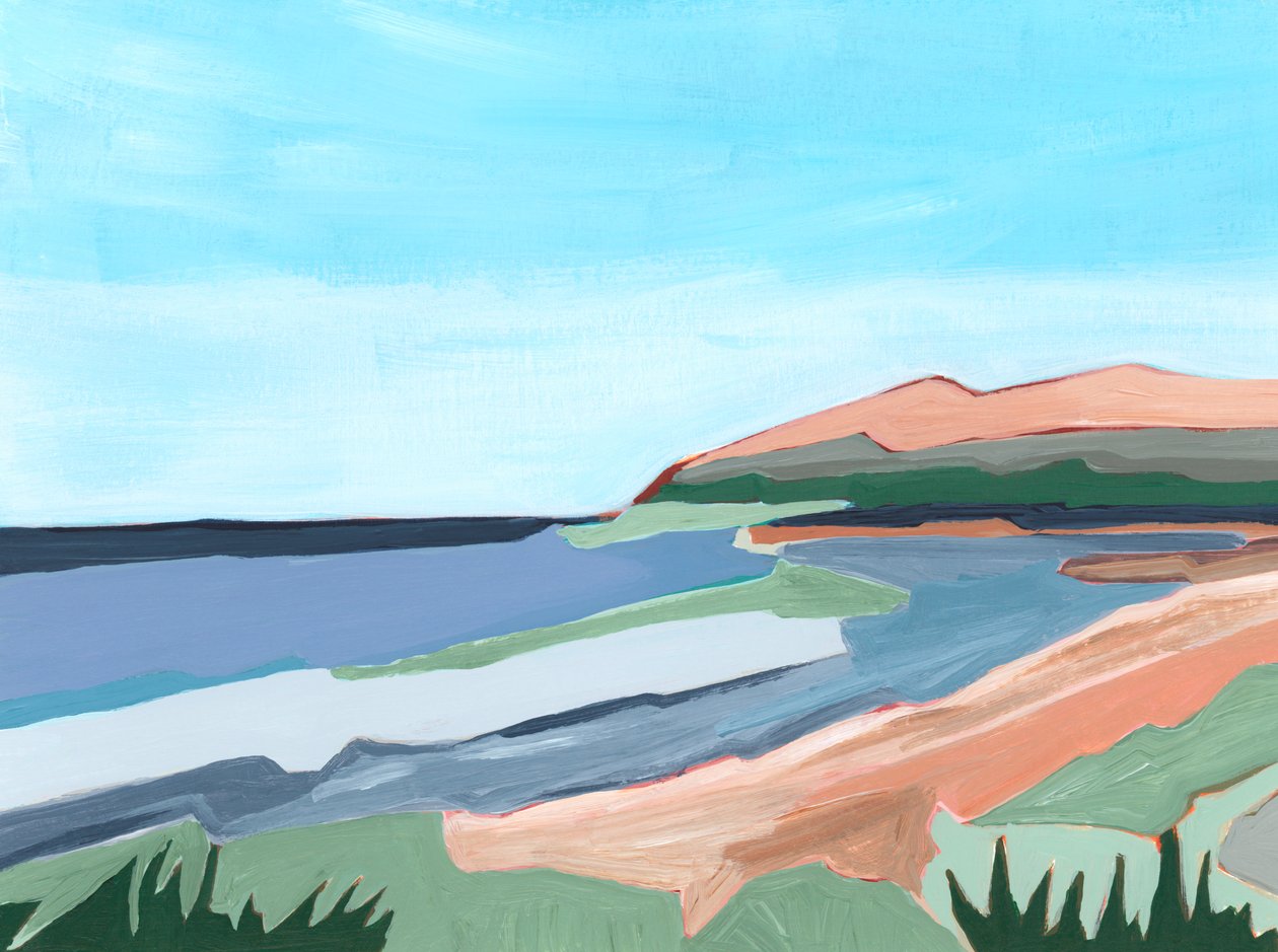 Coastline, 2023 (akryl på papir) af Andrea Mejia