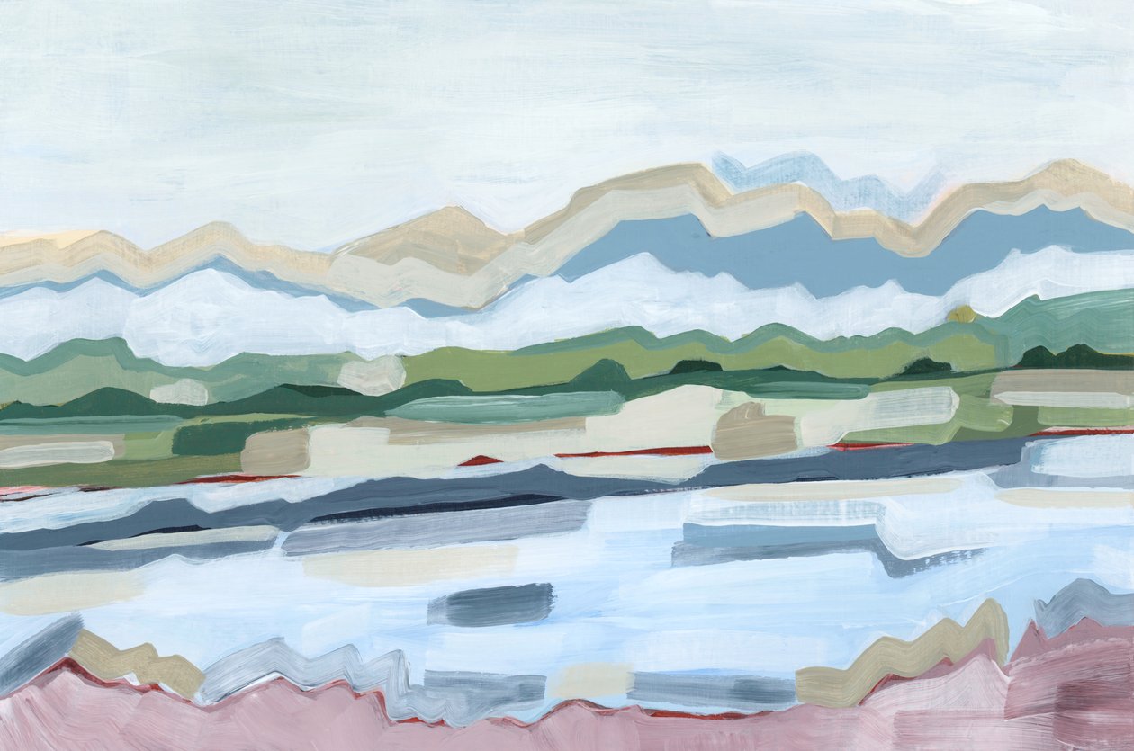 Misty Day, 2024 (akryl på papir) af Andrea Mejia