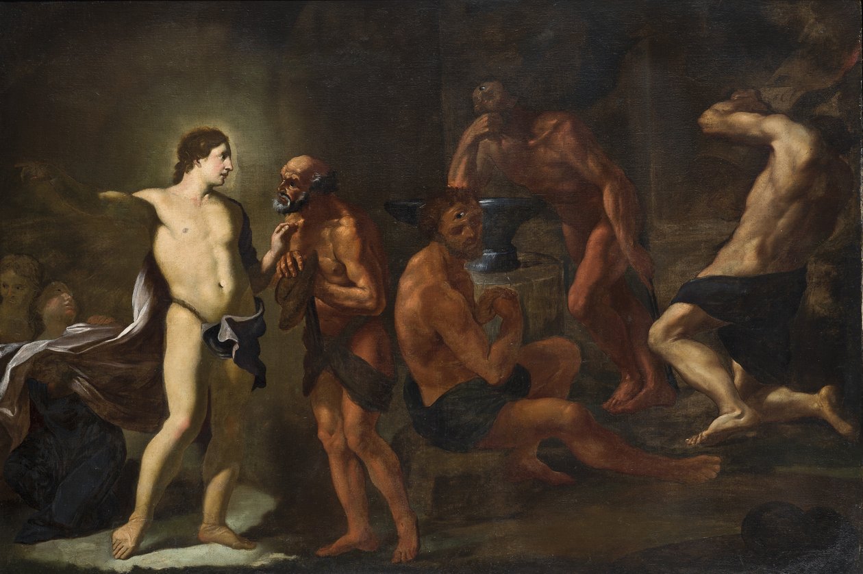 Apollo i Vulcans smedje af Andrea Sacchi