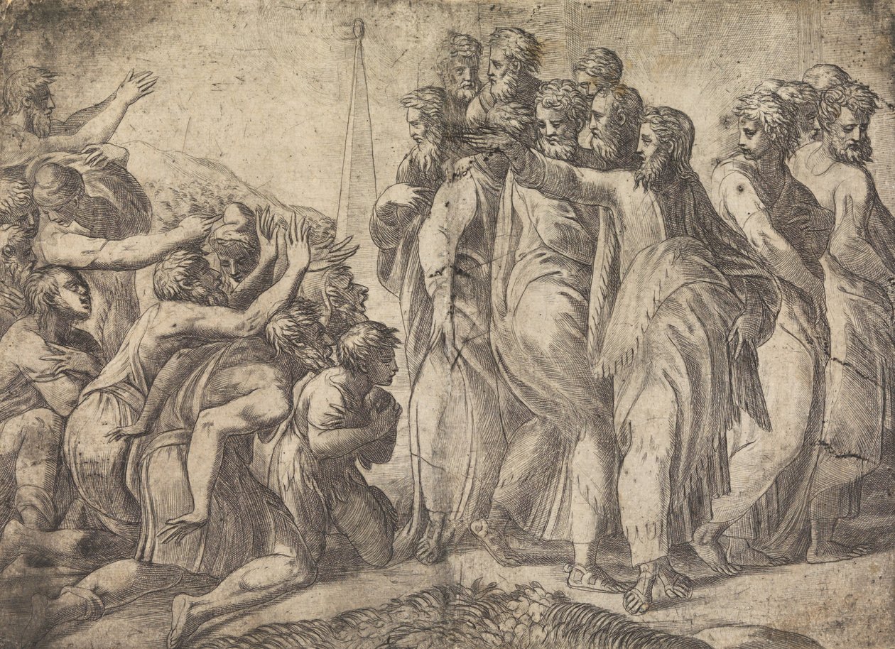Kristus helbreder de spedalske, ca. 1545 . af Andrea Schiavone