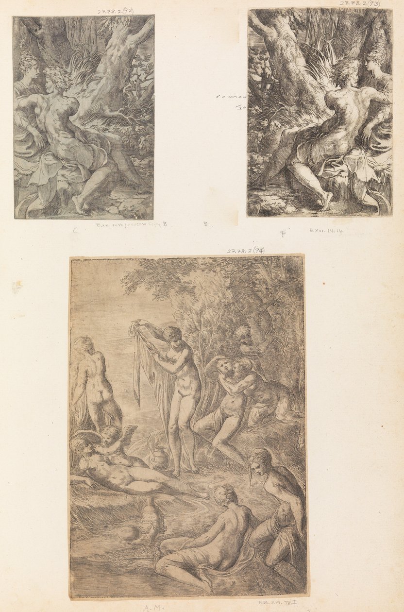 Nymferbadning, evt. 1545-50. af Andrea Schiavone
