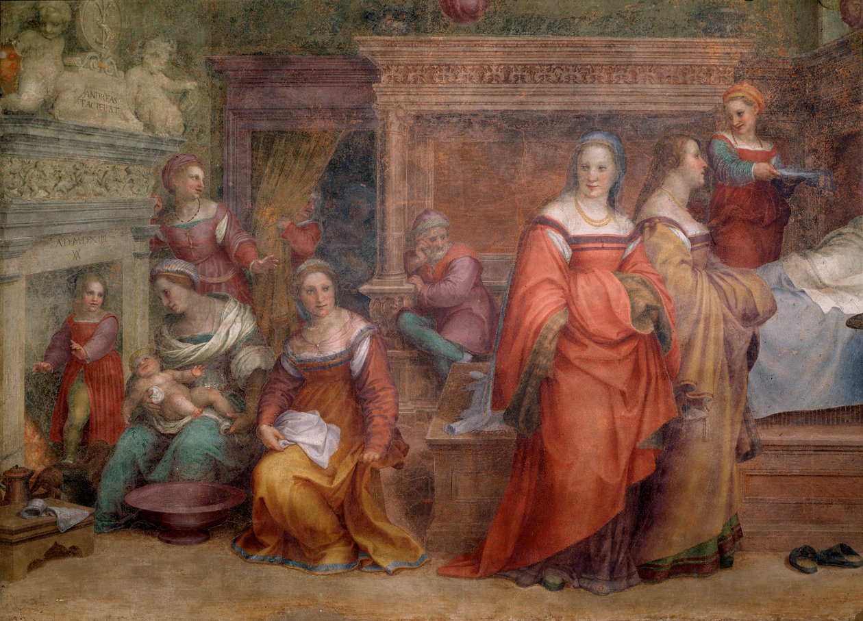 Jomfruens fødsel (Detaljefresco af Andrea del Sarto