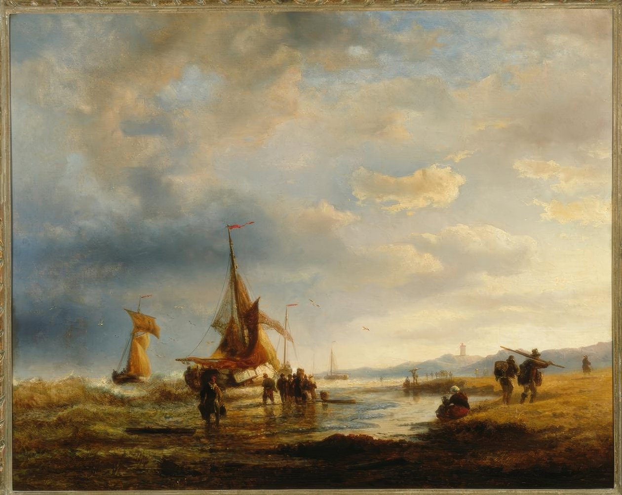 A.Achenbach, fisker på stranden af Andreas Achenbach